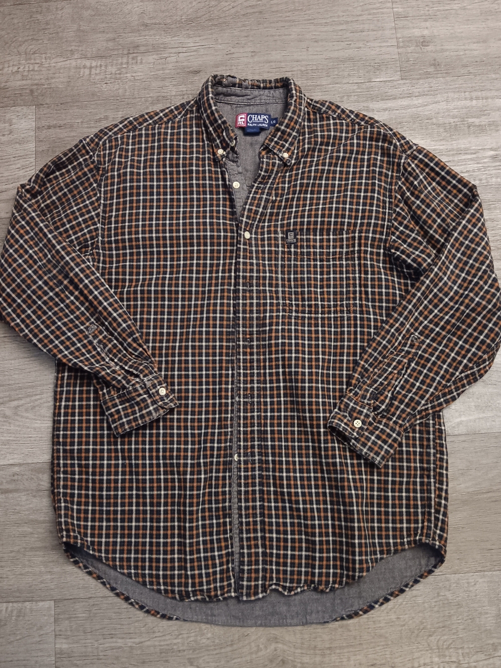 Vintage 1990s Chaps Ralph Lauren Long Sleeve Plaid Button Down Shirt Size Large